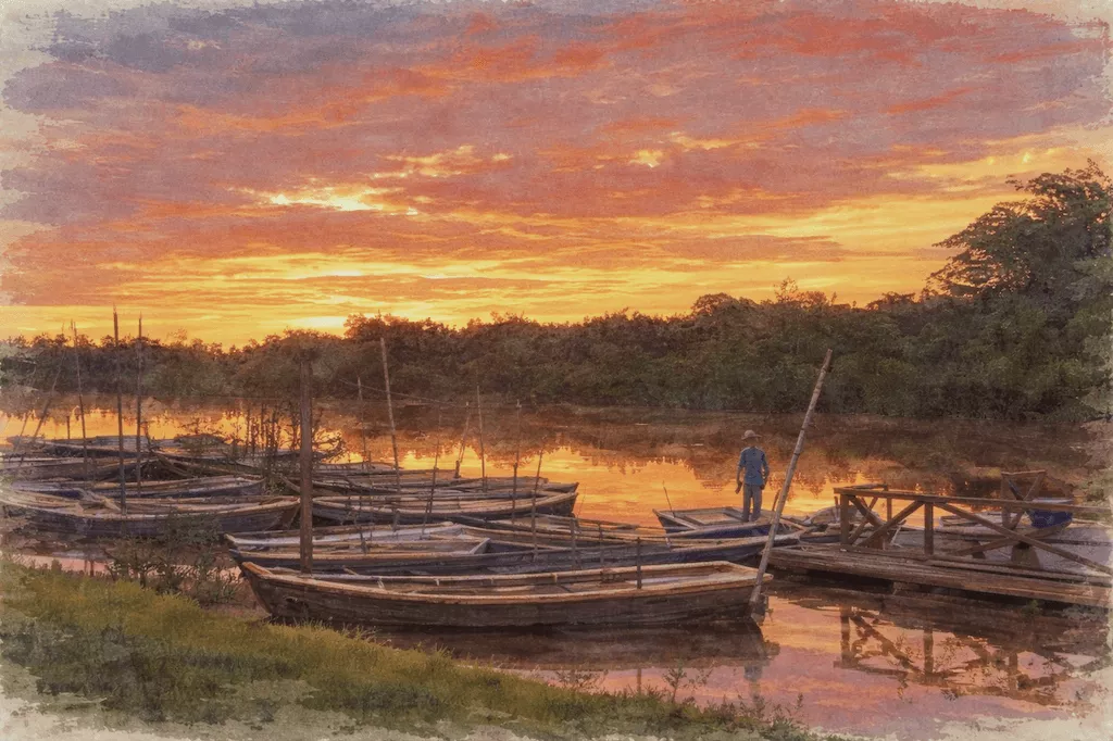 illustration of sunset in Kampung Kuantan