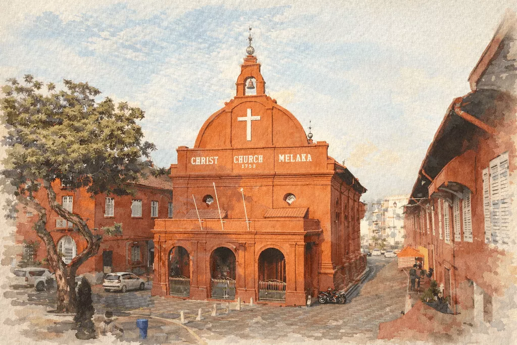 illustration of Christ Church, Melaka